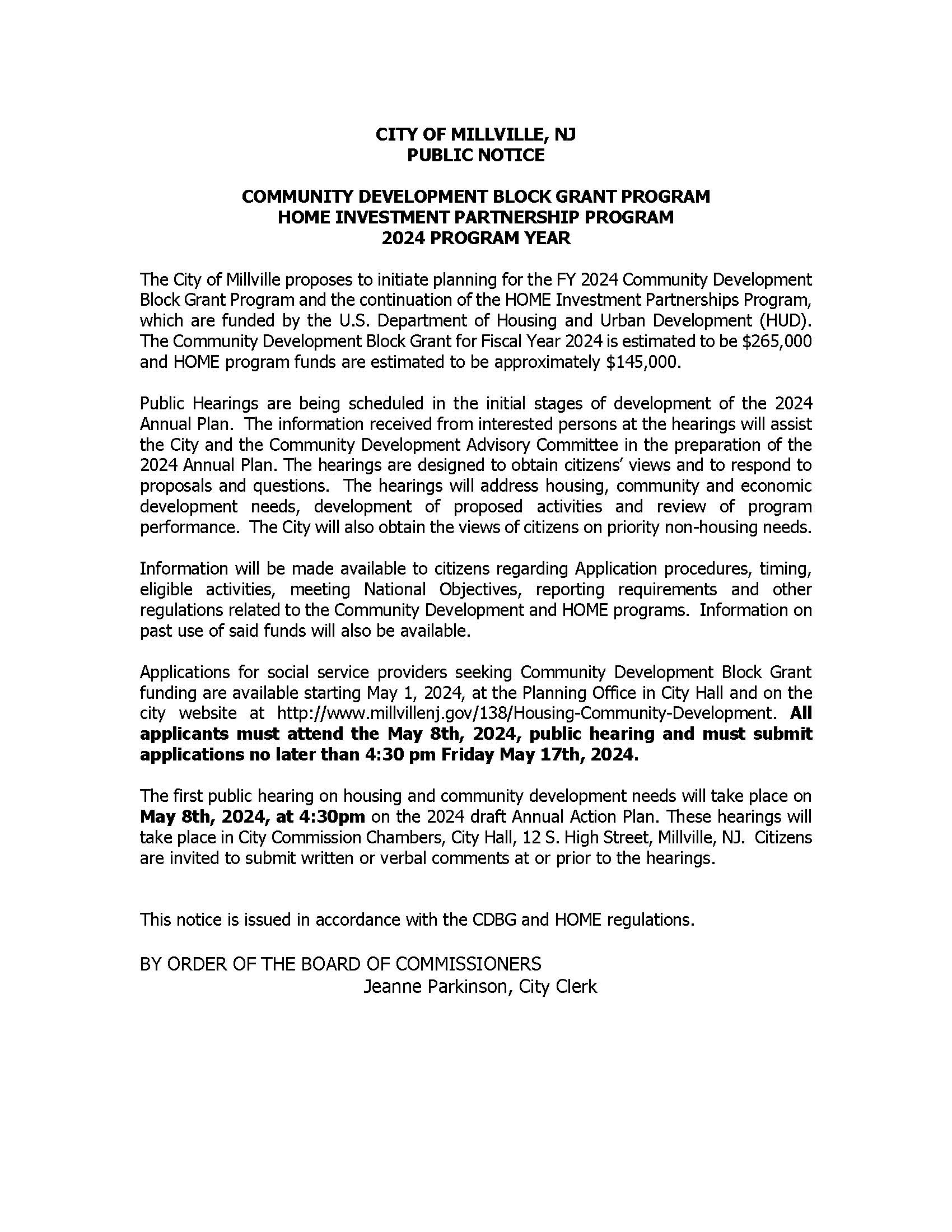 Millville 2024 Public Notice 1